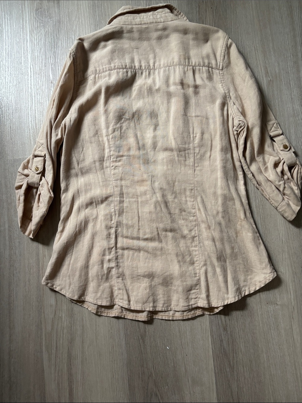 Guess Women's Light Tan Button-Up Utility Blouse - Picture 2 of 3